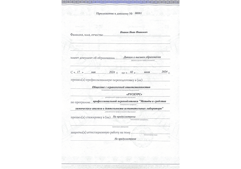 Диплом профессиональной переподготовки Методы и средства химического анализа в деятельности испытательных лаборатори 3