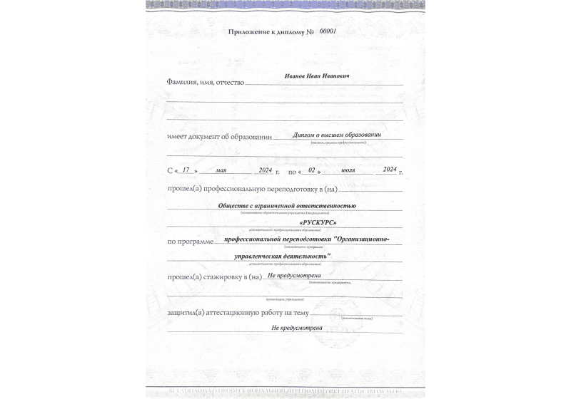 Диплом профессиональной переподготовки Организационно-управленческая деятельность 3