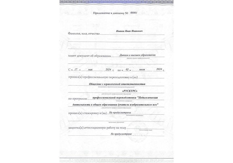 Диплом профессиональной переподготовки Педагогическая деятельность в общем образовании (учитель изобразительного иск 3