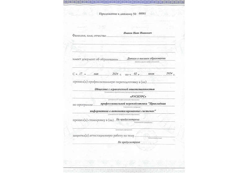 Диплом профессиональной переподготовки Прикладная информатика в автоматизированных системах 3