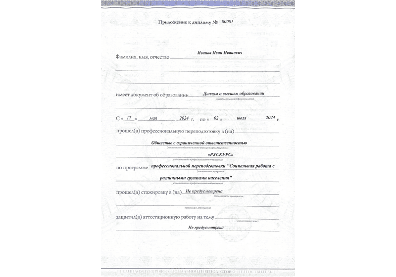 Диплом профессиональной переподготовки Социальная работа с различными группами населения 3