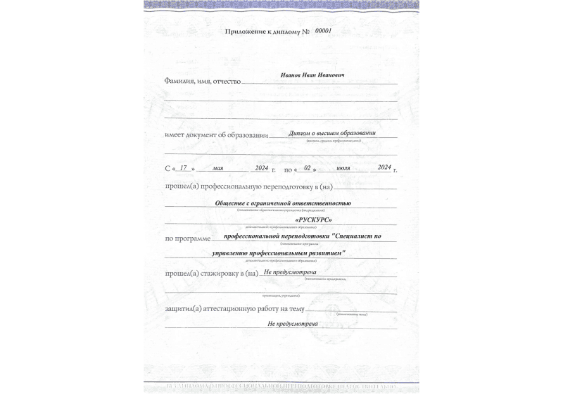 Диплом профессиональной переподготовки Специалист по управлению профессиональным развитием 3