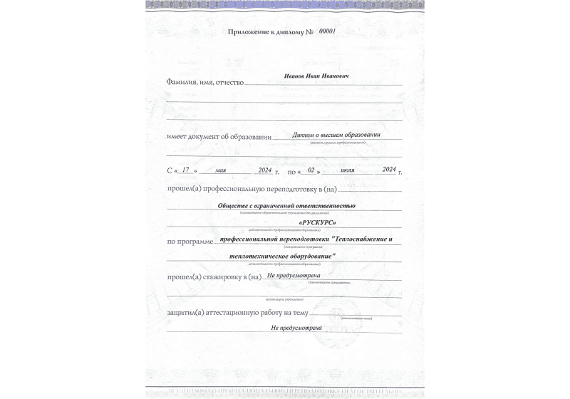 Диплом профессиональной переподготовки Теплоснабжение и теплотехническое оборудование 3