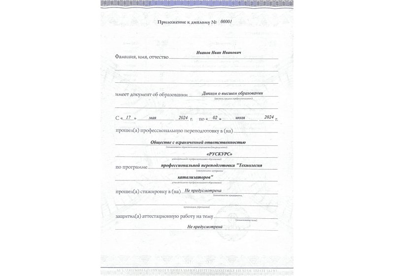 Диплом профессиональной переподготовки Технология катализаторов 3