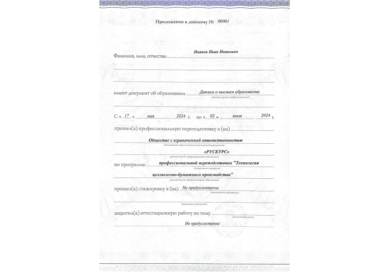 Диплом профессиональной переподготовки Технология целлюлозно-бумажного производства 3