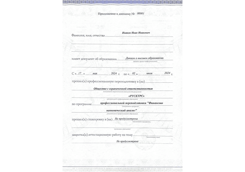 Диплом профессиональной переподготовки Финансово экономический анализ 3