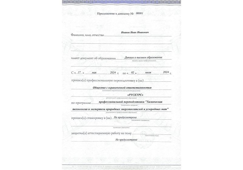 Диплом профессиональной переподготовки Химическая технология и экспертиза природных энергоносителей и углеродных мат 3